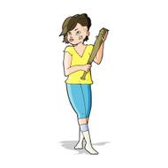 cartoon pretty punk girl with baseball bat N4