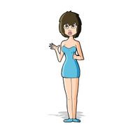cartoon confused woman in cocktail dress N4