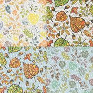 Autumn seamless pattern set Rain leaves branches acorn berries