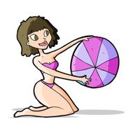 cartoon bikini girl with beach ball N4
