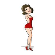 cartoon attractive woman in short dress N4