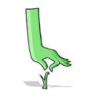 cartoon green hand picking blade of grass N2