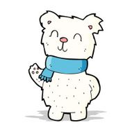 cartoon waving polar bear N13