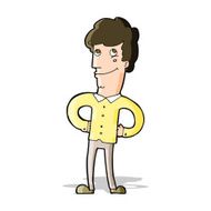 Smiling cartoon man against white background