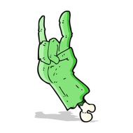 cartoon zombie hand making rock symbol N3