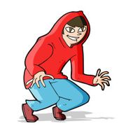 cartoon mischievous boy in hooded top N3