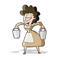 cartoon milkmaid carrying buckets N4