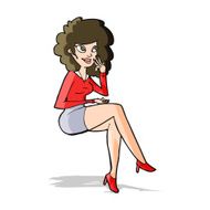 cartoon office woman sitting N4