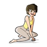 cartoon happy woman sitting on floor N7