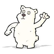 cartoon waving polar bear N14
