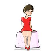 cartoon curious woman sitting N4