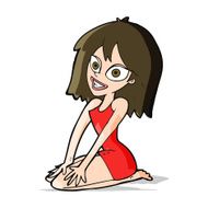 cartoon happy woman in dress N9