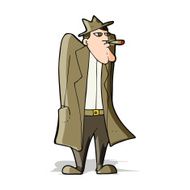 cartoon man in hat and trench coat N3