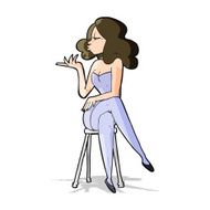 cartoon woman sitting on bar stool N7