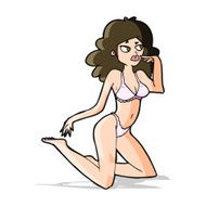 cartoon woman in underwear looking thoughtful N4