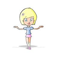 cartoon woman making balancing gesture N4