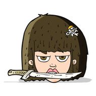 cartoon woman holding knife between teeth N4
