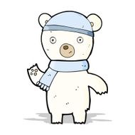 cartoon waving polar bear N16