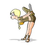cartoon viking girl bowing N2
