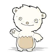 cartoon waving polar bear cub N10