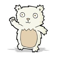 cartoon waving polar bear cub N11