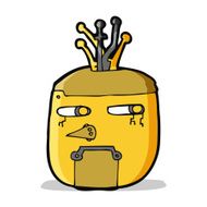 cartoon gold robot head N3