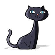 cartoon black cat N38