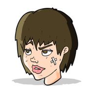 cartoon woman with plaster on face N6