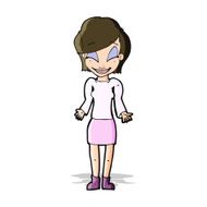 cartoon happy woman shrugging shoulders N5