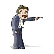 cartoon man trembling with key unlocking N4