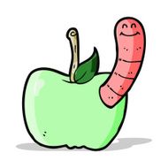 Cartoon Apple With Worm N29