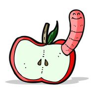 Cartoon Apple With Worm N31