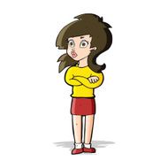 cartoon woman with folded arms N10