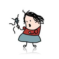 Woman loses hair cartoon for your design