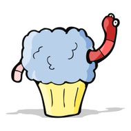 cartoon worm in cupcake N4