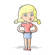 cartoon pretty girl with hands on hips N4