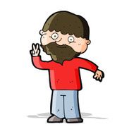 Cartoon Man Giving Peace Sign N19