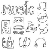 Music equipment in black and white