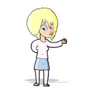 cartoon woman making welcome gesture N4