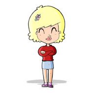 cartoon happy woman with folded arms N6