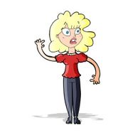 cartoon worried woman waving N7