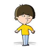 cartoon suspicious man looking over shoulder N4