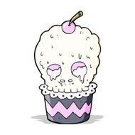 spooky skull cupcake cartoon N4