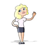 Cartoon Woman Waving N98