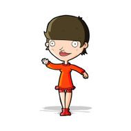cartoon waving woman N40