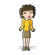 cartoon woman shrugging shoulders N149