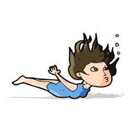 cartoon woman swimming underwater N5
