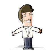 cartoon grining man with open arms N4