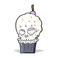 cartoon spooky skull cupcake N4