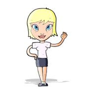 Cartoon Woman Waving N99